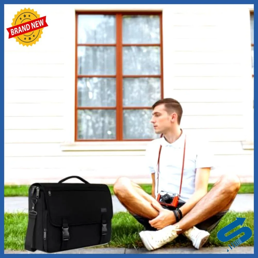 Large 17.3 Inch Laptop Messenger Bag, Crossbody Briefcase for Work School Travel